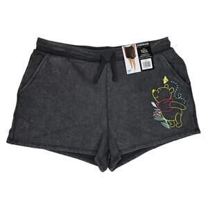 WINNIE THE POOH JR CHARCOAL GRAY SHORTS WITH DRAWSTRING & POCKETS SZ: XL NWT